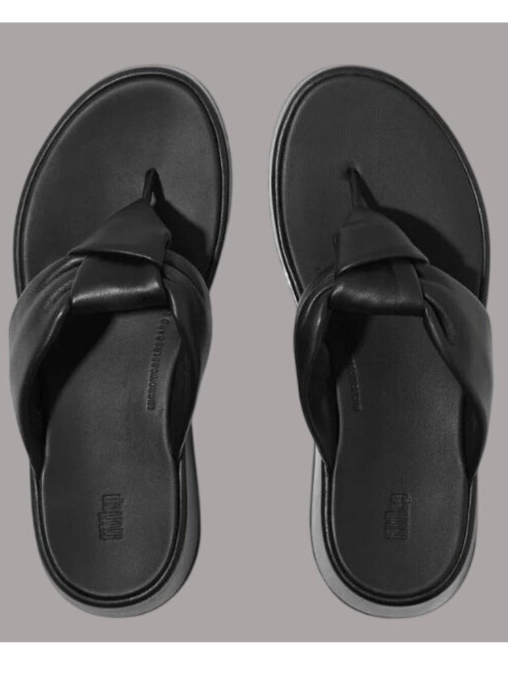 FitFlop Womens Lulu Toe Post Sandals Size 10 Black Leather Comfort